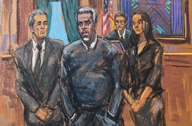 Sketch of Sean Combs in court