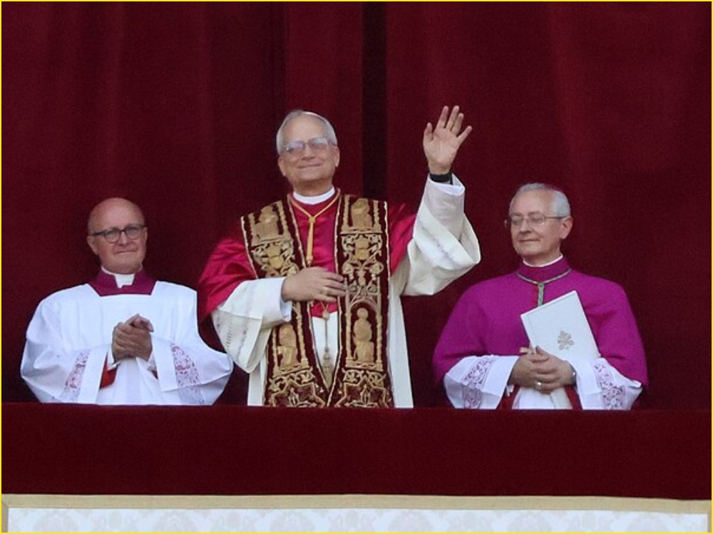 Pope Leo XIV on the loggia after his election. Image Credit: Edgar Beltrán / The Pillar. Creative Commons, via Wikimedia Commons.